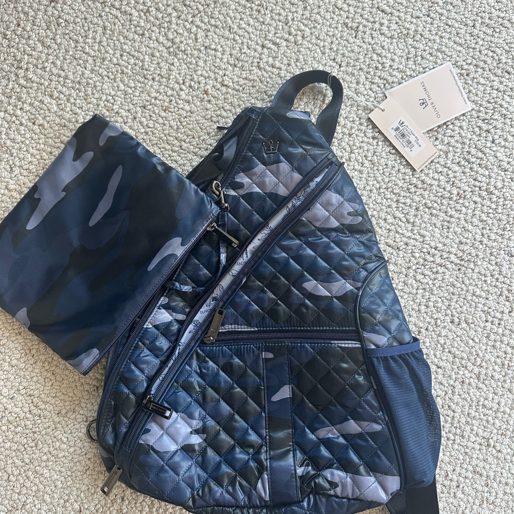 Oliver Thomas Blue Camo Super Sling quilted Pickleball backpack